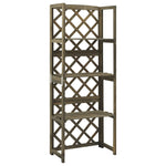 vidaXL Solid Fir Wood Trellis with Shelves Wooden Flower Pot Box Brown/Gray