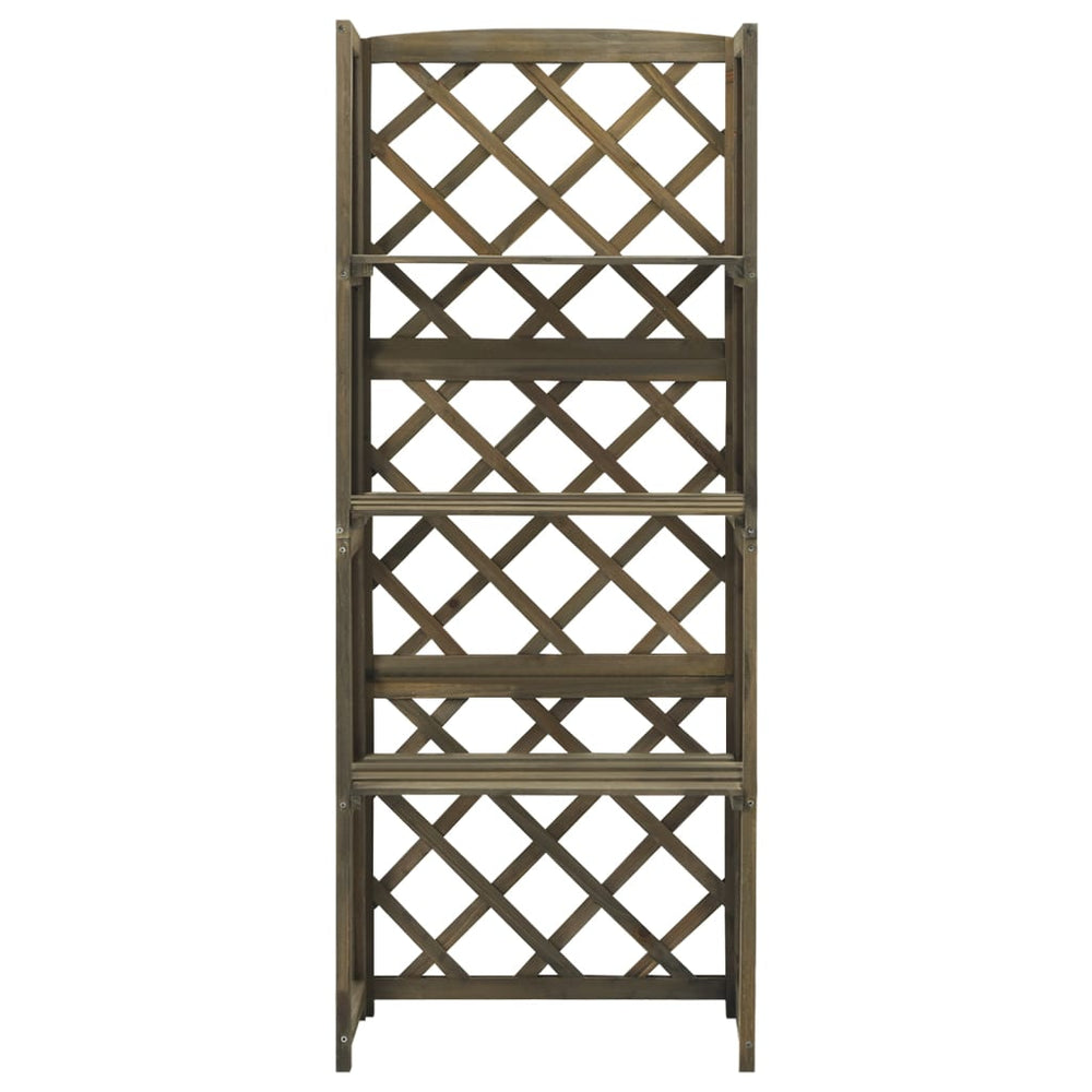 vidaXL Solid Fir Wood Trellis with Shelves Wooden Flower Pot Box Brown/Gray