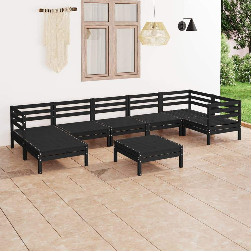 vidaXL 8 Piece Patio Lounge Set Solid Pinewood Black