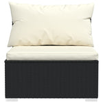 vidaXL 3-Seater Sofa with Cushions Black Poly Rattan