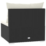 vidaXL 3-Seater Sofa with Cushions Black Poly Rattan