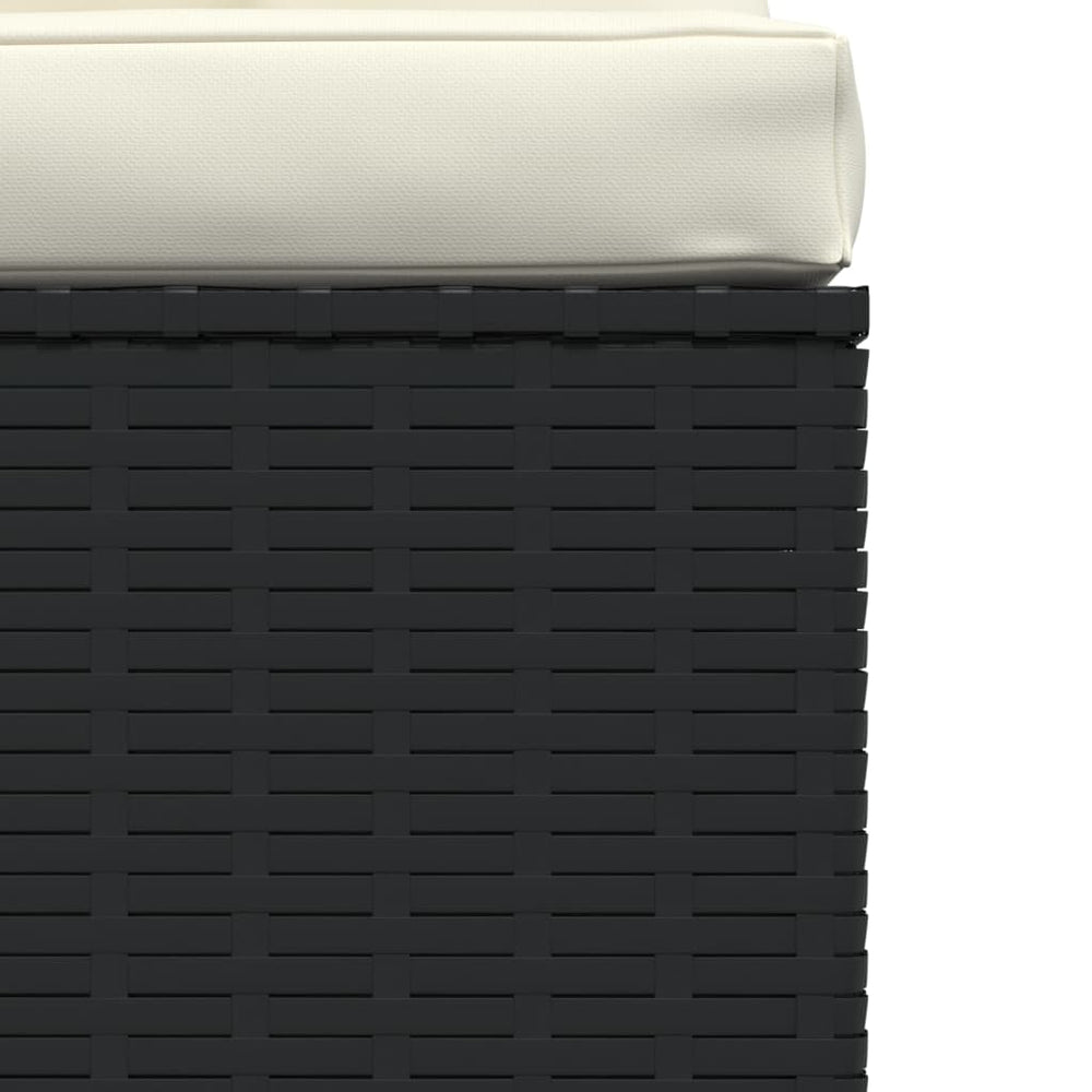 vidaXL 3-Seater Sofa with Cushions Black Poly Rattan