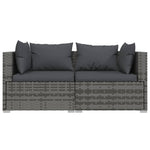 vidaXL 2-Seater Sofa with Cushions Gray Poly Rattan