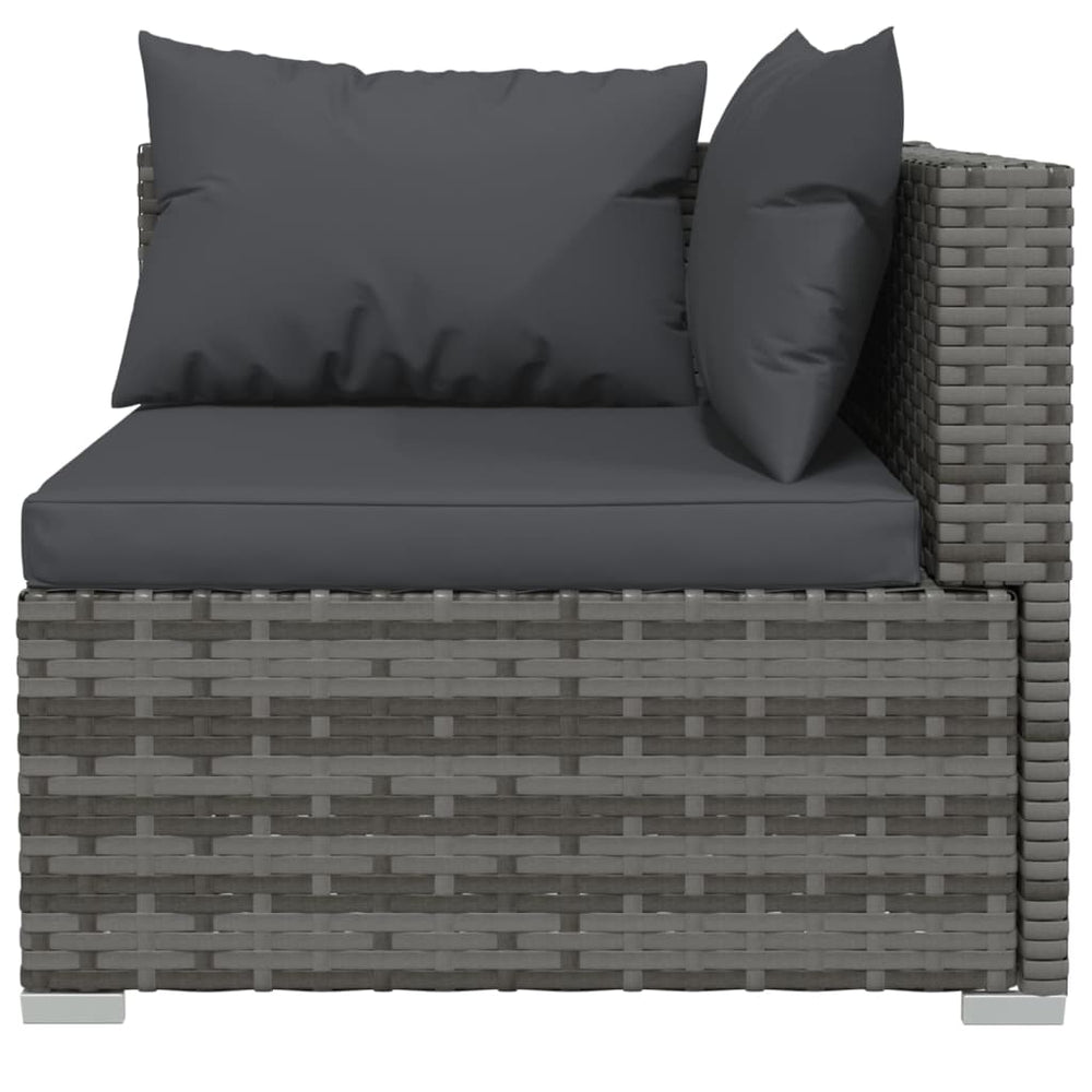 vidaXL 2-Seater Sofa with Cushions Gray Poly Rattan
