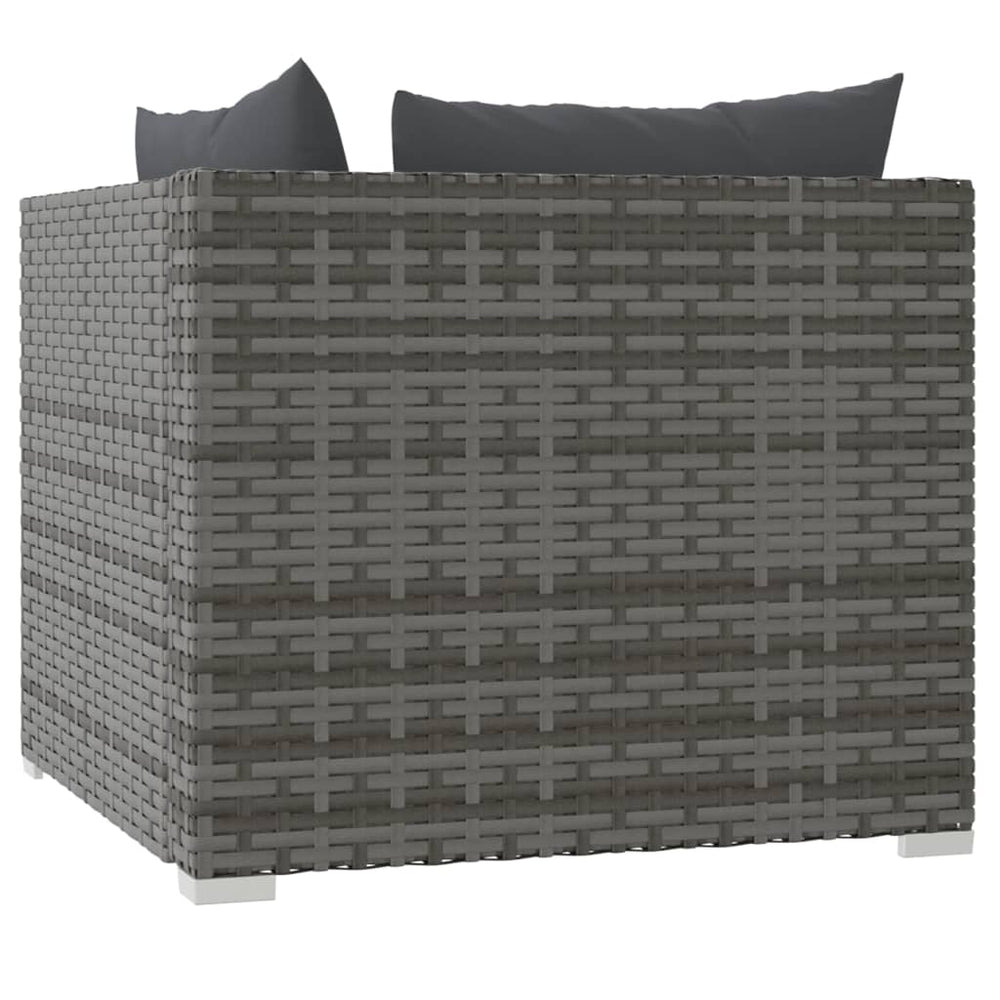 vidaXL 2-Seater Sofa with Cushions Gray Poly Rattan