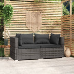 vidaXL 2-Seater Sofa with Cushions Gray Poly Rattan