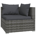 vidaXL 3-Seater Sofa with Cushions Gray Poly Rattan