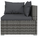 vidaXL 3-Seater Sofa with Cushions Gray Poly Rattan