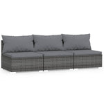 vidaXL 3-Seater Sofa with Cushions Gray Poly Rattan
