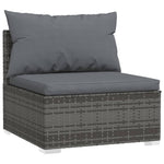 vidaXL 3-Seater Sofa with Cushions Gray Poly Rattan