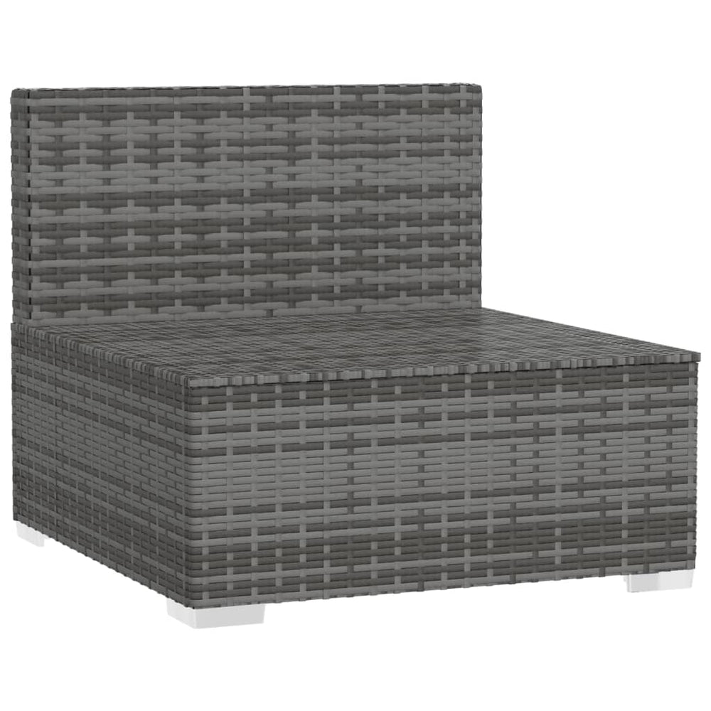 vidaXL 3-Seater Sofa with Cushions Gray Poly Rattan