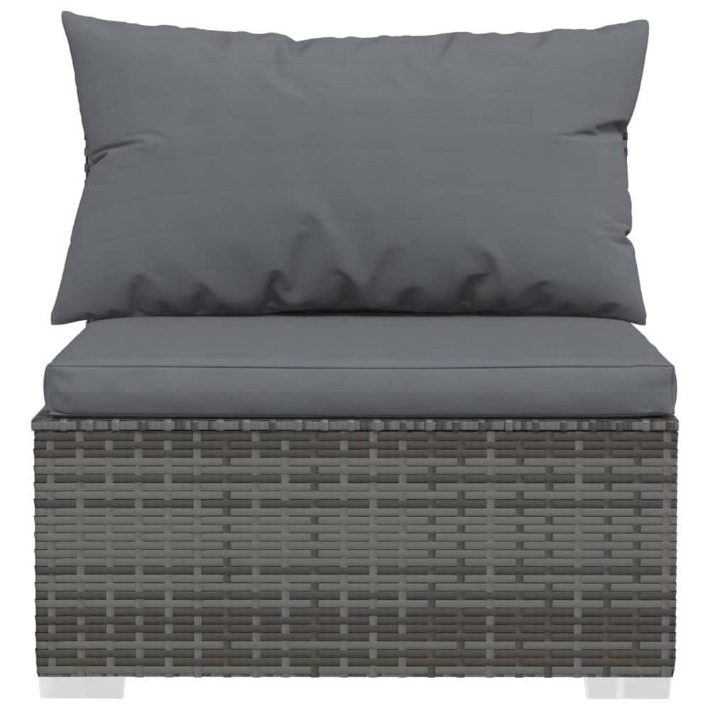 vidaXL 4-Seater Sofa with Cushions Gray Poly Rattan