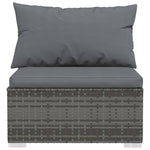vidaXL 4-Seater Sofa with Cushions Gray Poly Rattan