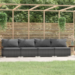 vidaXL 4-Seater Sofa with Cushions Gray Poly Rattan