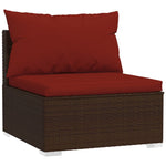 vidaXL 3-Seater Sofa with Cushions Brown Poly Rattan