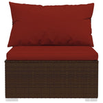 vidaXL 3-Seater Sofa with Cushions Brown Poly Rattan