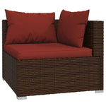 vidaXL 3-Seater Sofa with Cushions Brown Poly Rattan