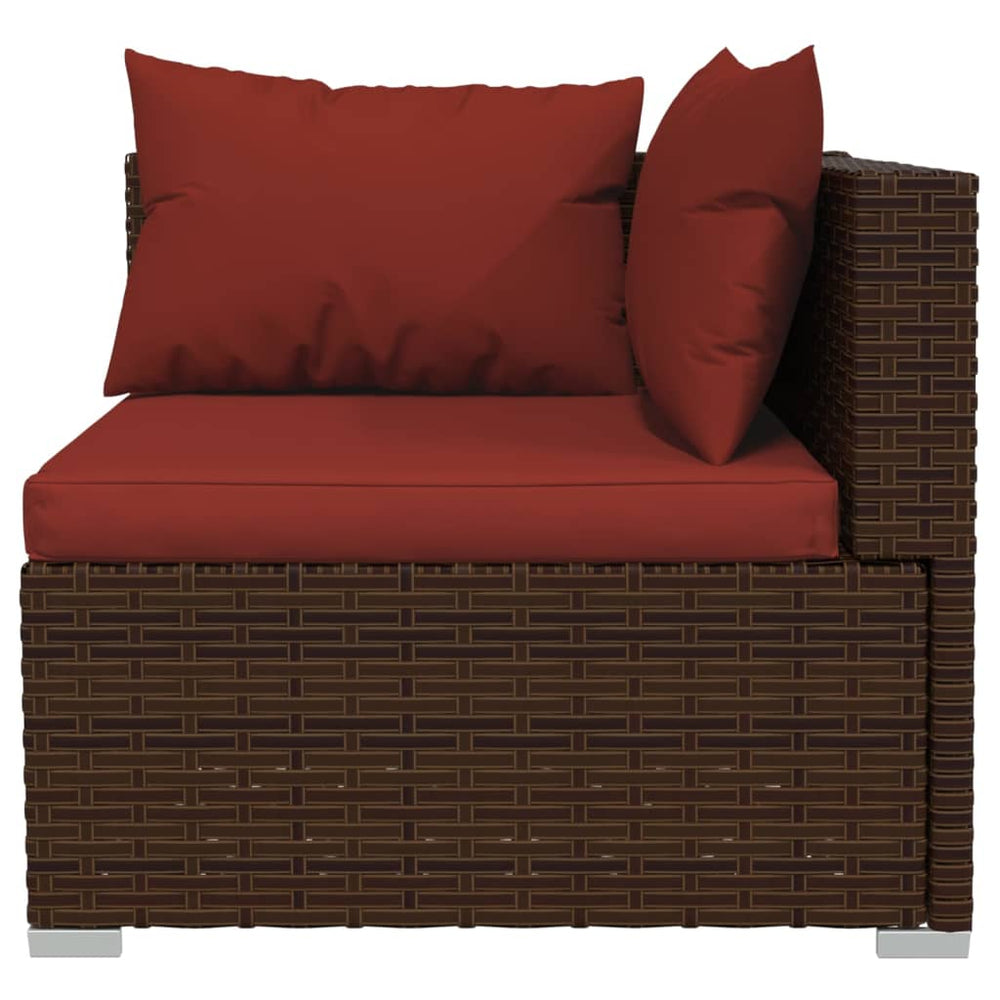 vidaXL 3-Seater Sofa with Cushions Brown Poly Rattan