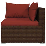 vidaXL 3-Seater Sofa with Cushions Brown Poly Rattan