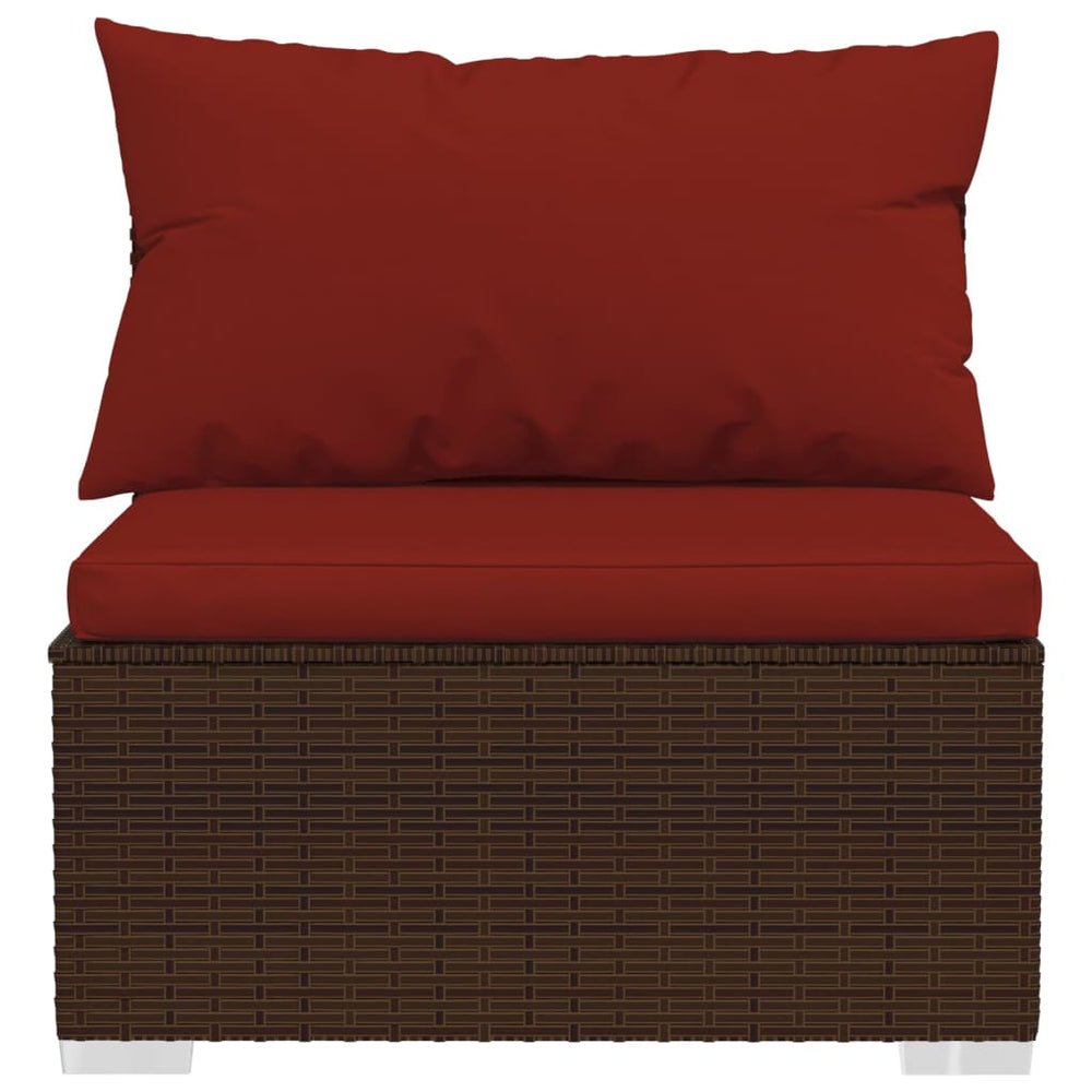 vidaXL 3-Seater Sofa with Cushions Brown Poly Rattan