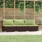 vidaXL 3-Seater Sofa with Cushions Brown Poly Rattan