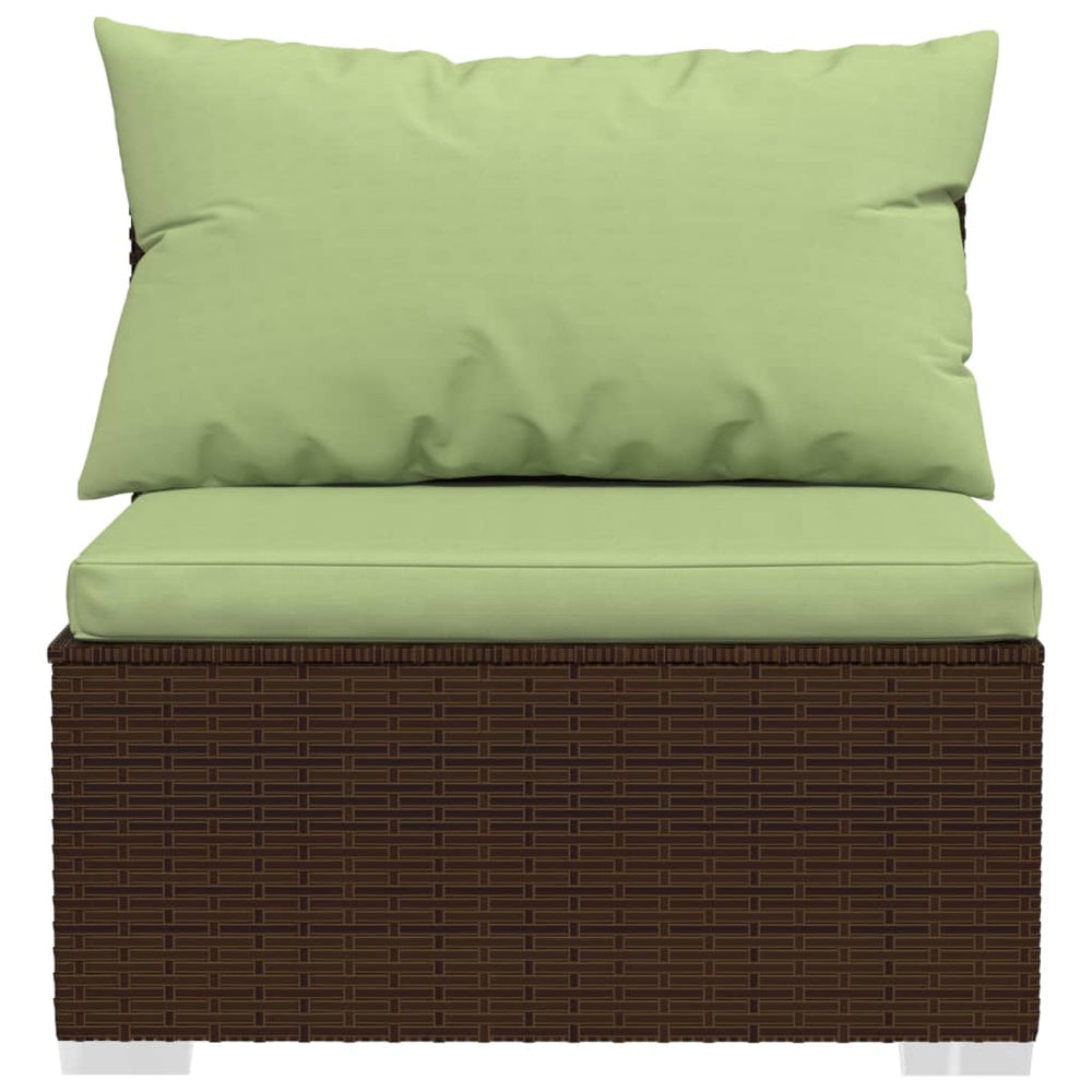 vidaXL 4-Seater Sofa with Cushions Brown Poly Rattan