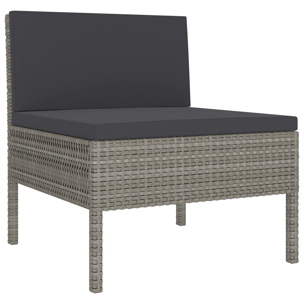 vidaXL 6 Piece Patio Lounge Set with Cushions Poly Rattan Gray
