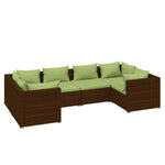 vidaXL 6 Piece Patio Lounge Set with Cushions Poly Rattan Brown