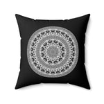 Decorative Throw Pillow Case, Black and White Round Geometric BOHO Pattern