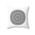 Decorative Throw Pillow Case, White and Black Round Geometric BOHO Pattern