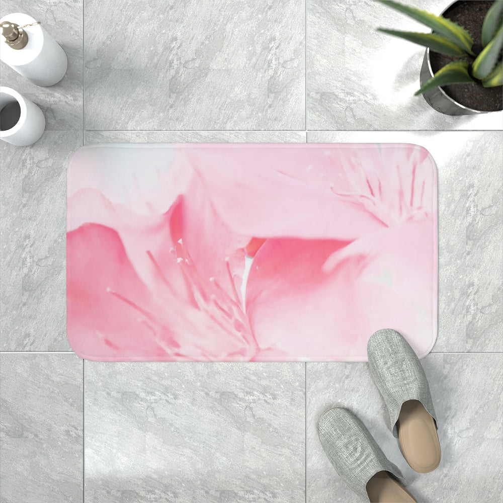 Home Decor, Memory Foam Bath Mat, Pink Flower Bloom, Peaceful Spring Nature