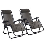 Set of 2 Zero Gravity Chairs Reclining Outdoor Furniture Lounger Gray