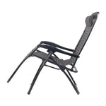 Set of 2 Zero Gravity Chairs Reclining Outdoor Furniture Lounger Gray