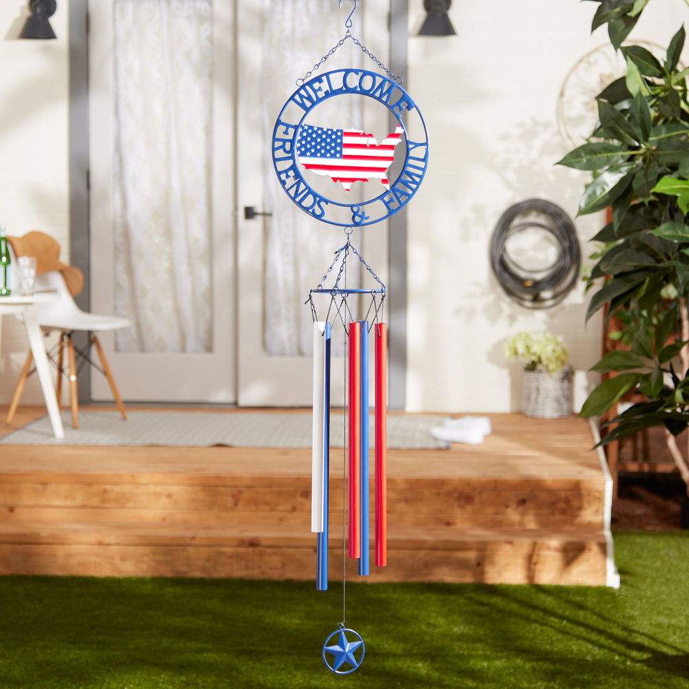 Welcome Friends & Family Patriotic Wind Chimes