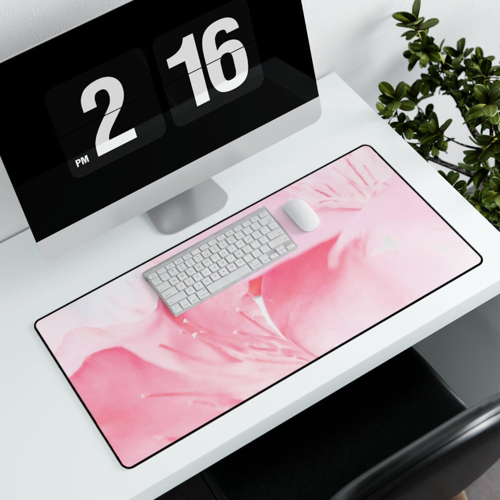 Wide Width Desk Mat, Pink Flower Bloom, Peaceful Spring Nature