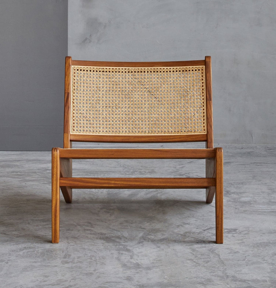 Amandine Lounge Chair - Wood & Natural Rattan.