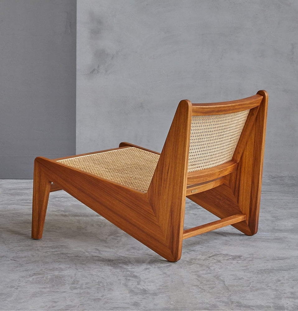 Amandine Lounge Chair - Wood & Natural Rattan.