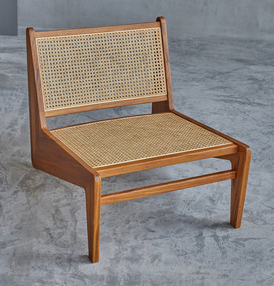 Amandine Lounge Chair - Wood & Natural Rattan.