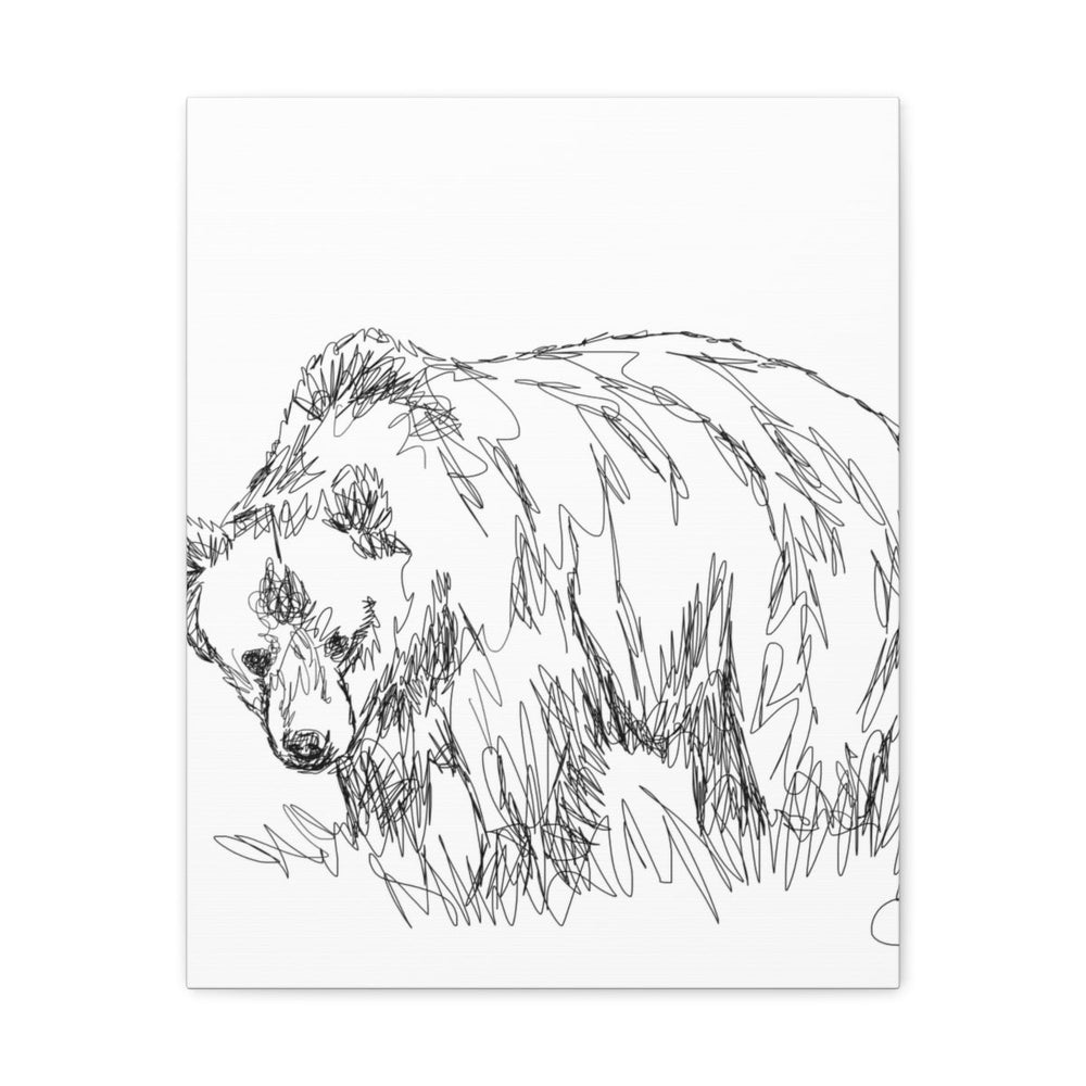 Home Decor, Canvas Gallery Wrap Vertical Wall Art, Beer Wildlife, Line Art Sketch Print