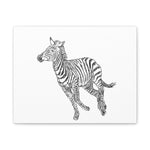 Canvas Gallery Wrap - Wall Art, Galloping Zebra Line Art Drawing Print