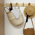 Seagrass Belly Basket w Handles, Beaded Planters Pot Cover for Indoor plants.