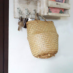 Seagrass Belly Basket w Handles, Beaded Planters Pot Cover for Indoor plants.