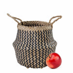 Seagrass Belly Basket w Handles, Beaded Planters Pot Cover for Indoor plants.