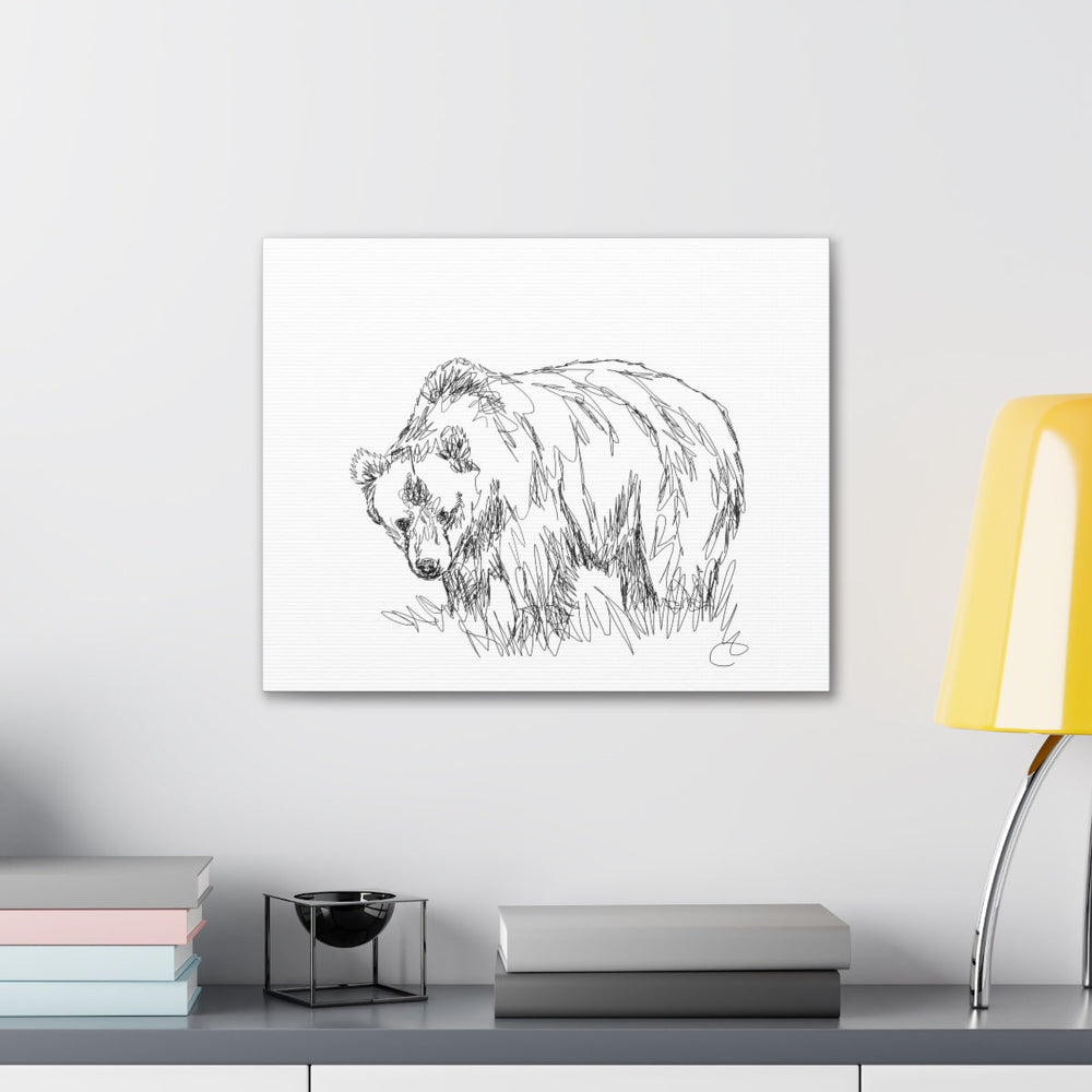 Canvas Gallery Wrap - Wall Art, Beer Wildlife, Line Art Sketch Print