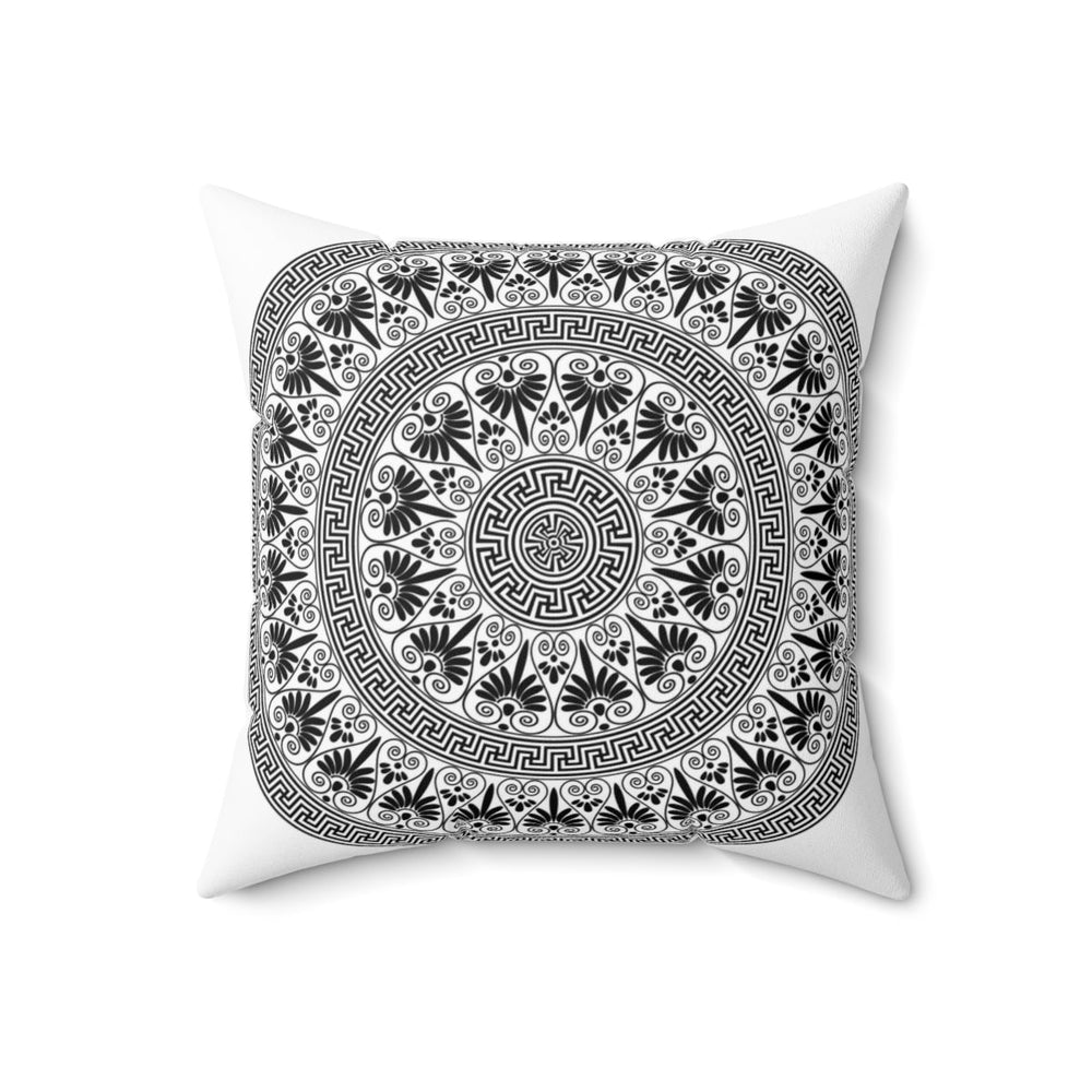 Decorative Throw Pillow Case, White and Black Geometric BOHO Pattern