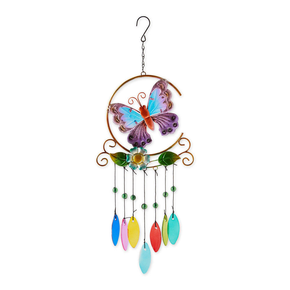 Glass Leaves Colorful Wind Chimes - Butterfly