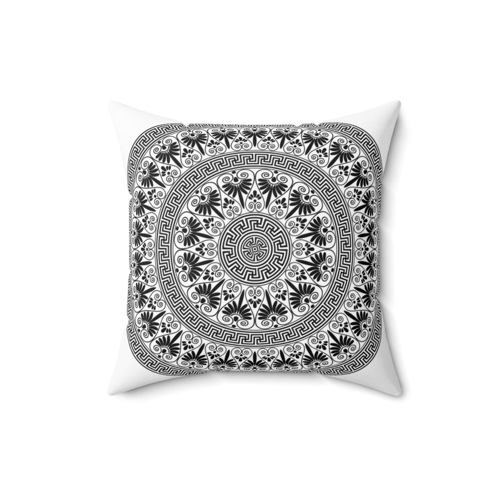 Decorative Throw Pillow Case, White and Black Geometric BOHO Pattern