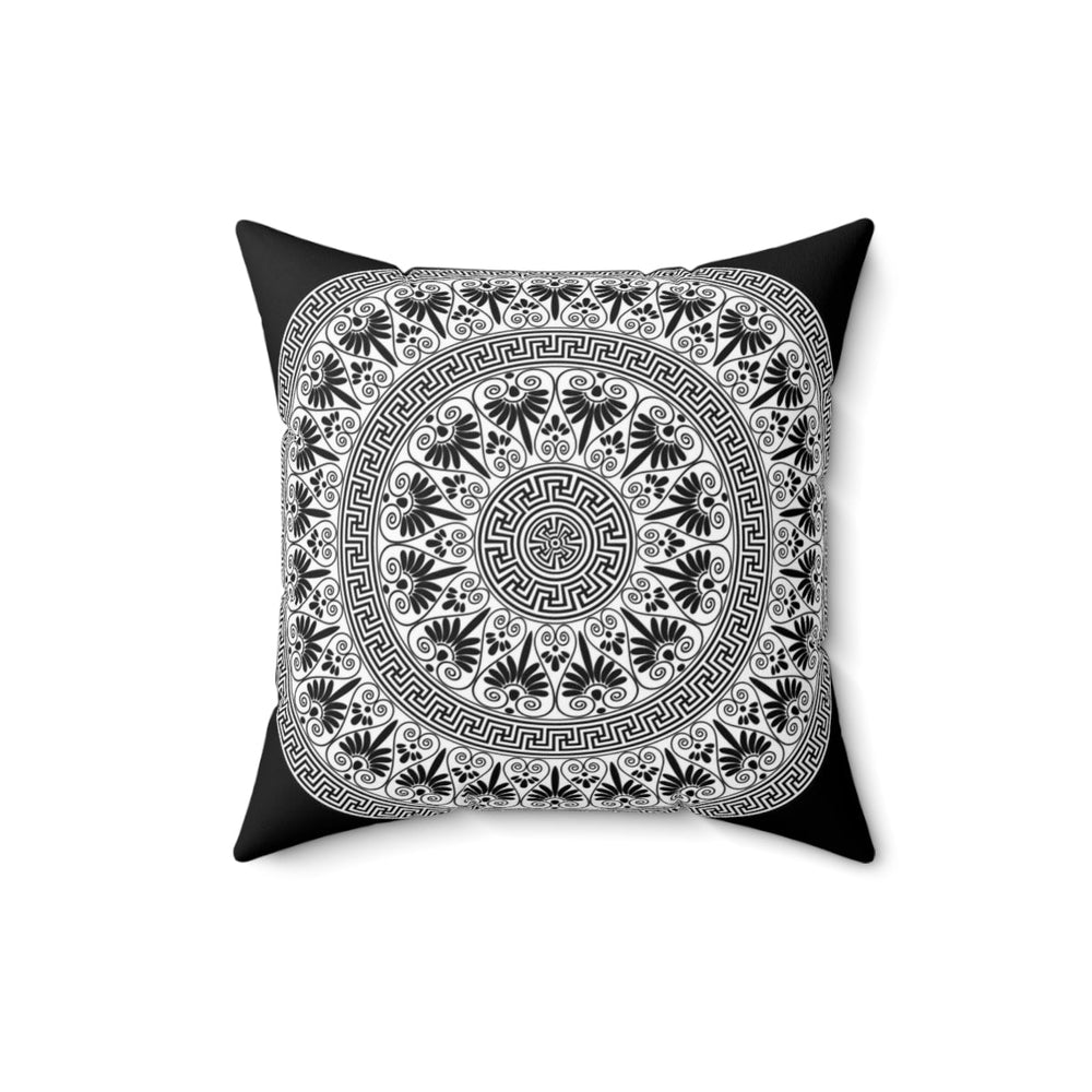 Decorative Throw Pillow Case, Black and White Geometric BOHO Pattern, BW