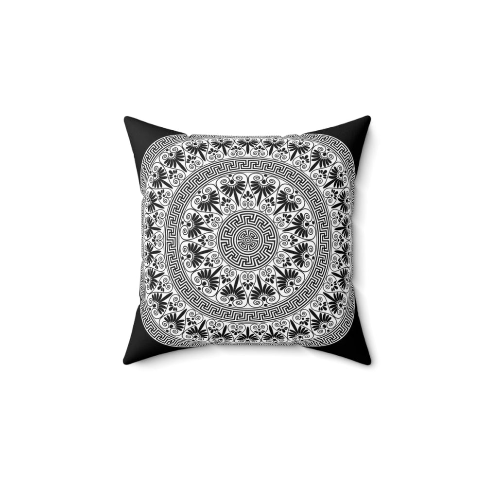 Decorative Throw Pillow Case, Black and White Geometric BOHO Pattern, BW