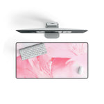 Wide Width Desk Mat, Pink Flower Bloom, Peaceful Spring Nature